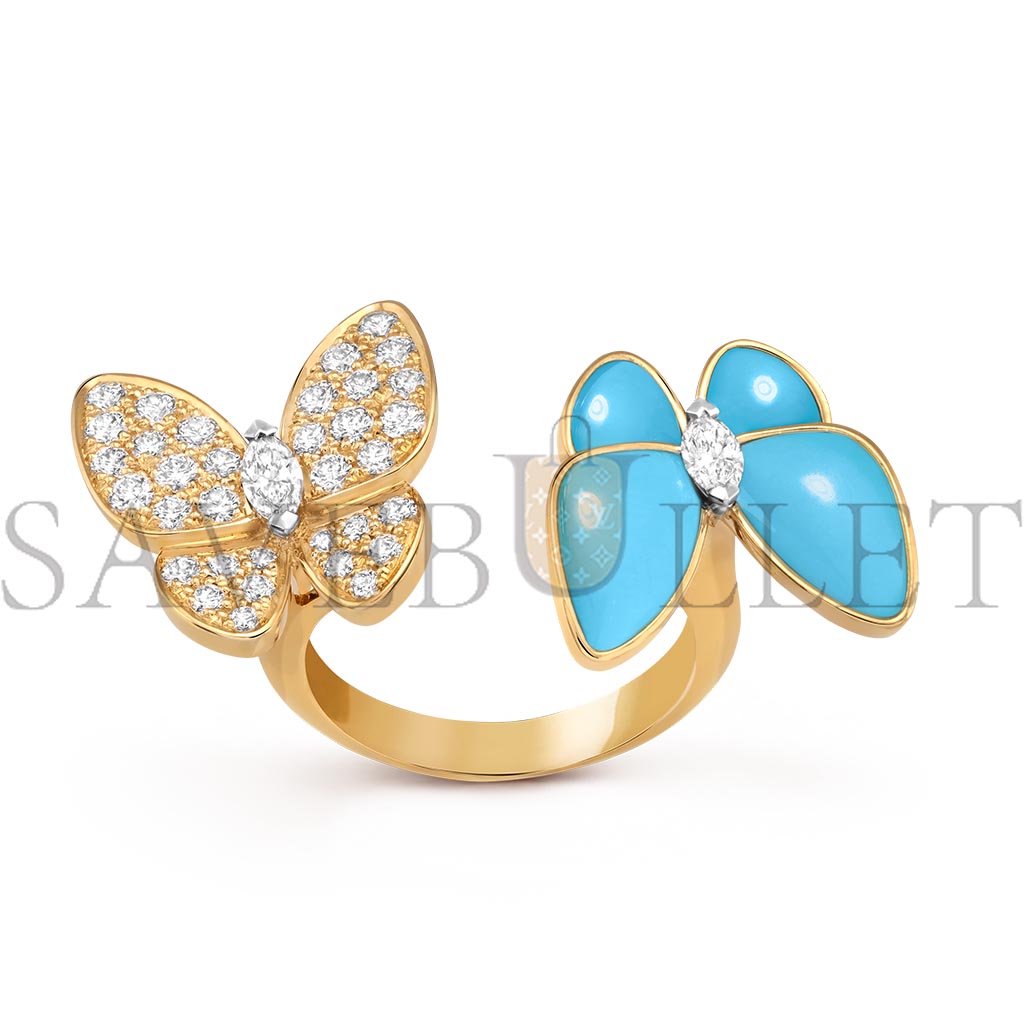 v*n cl*f arpels two butterfly between the finger ring - yellow gold, Di*m*nd, turquoise  vcarp7uz00